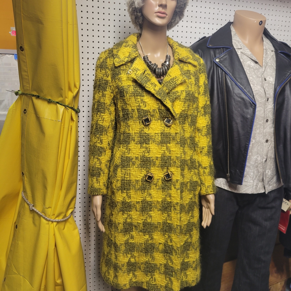 Yellow Plaid Women's Coat
